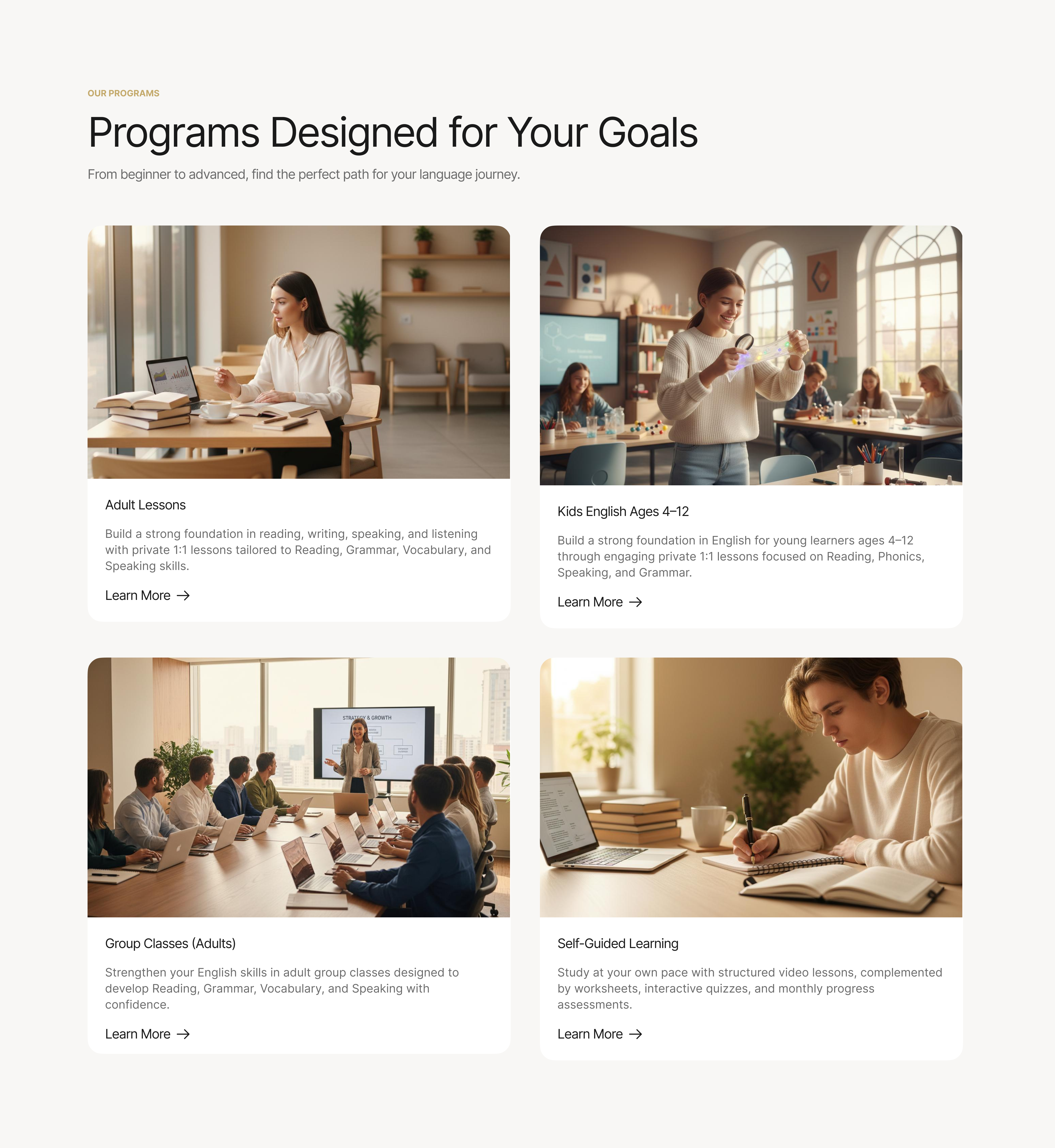 Programs page redesign